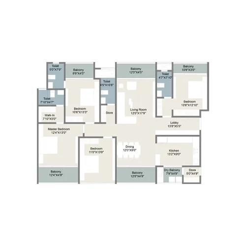 Sonigara Quorra Tathawade 4 BHK Floor Plan Image